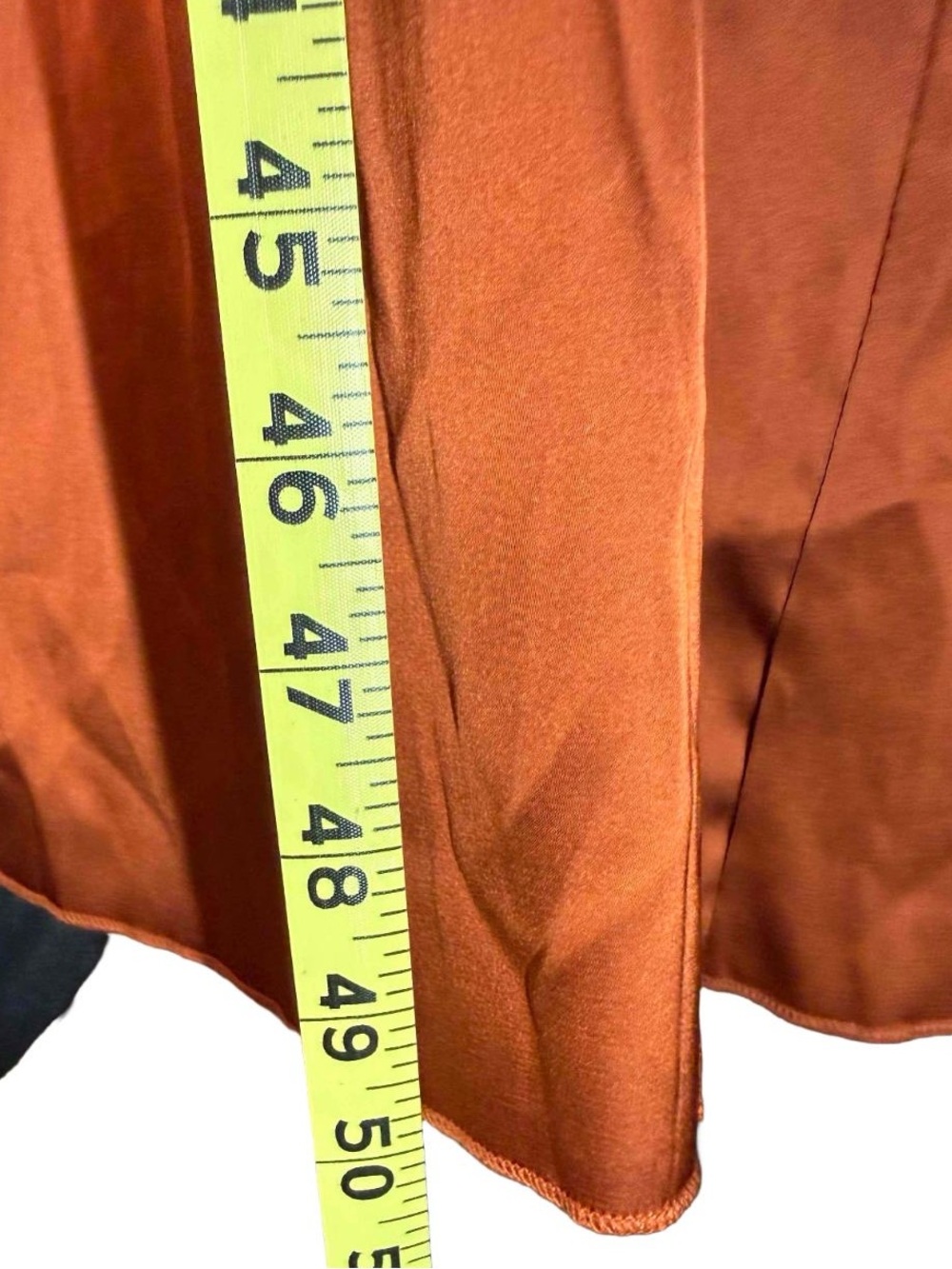 LYANER SEXY Burnt Orange Satin Cowl Neck Ruched Midi Dress XXL - Picture 6 of 8